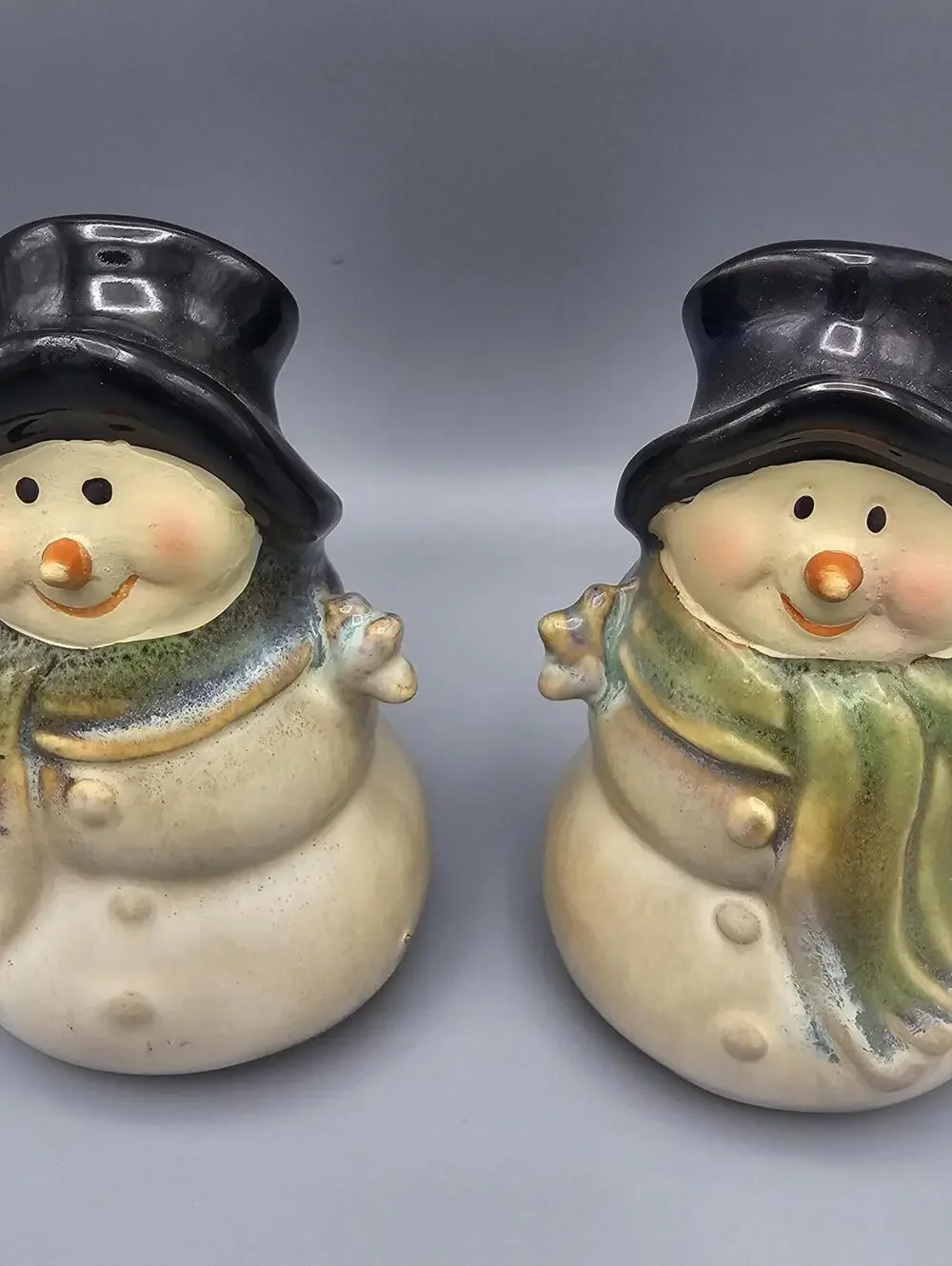Vintage Ceramic Snowman Salt and Pepper Shakers